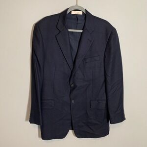 John W Nordstrom Navy 100% Cashmere Blazer Men's Two Button Classic Fit